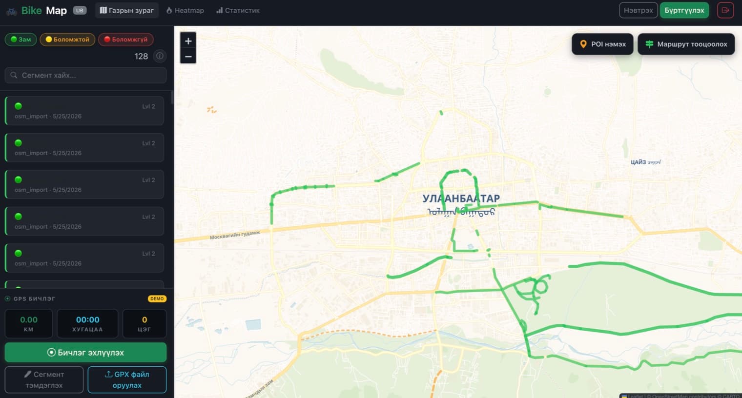 Bike-lane map